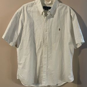 White short sleeve button up polo shirt xxl